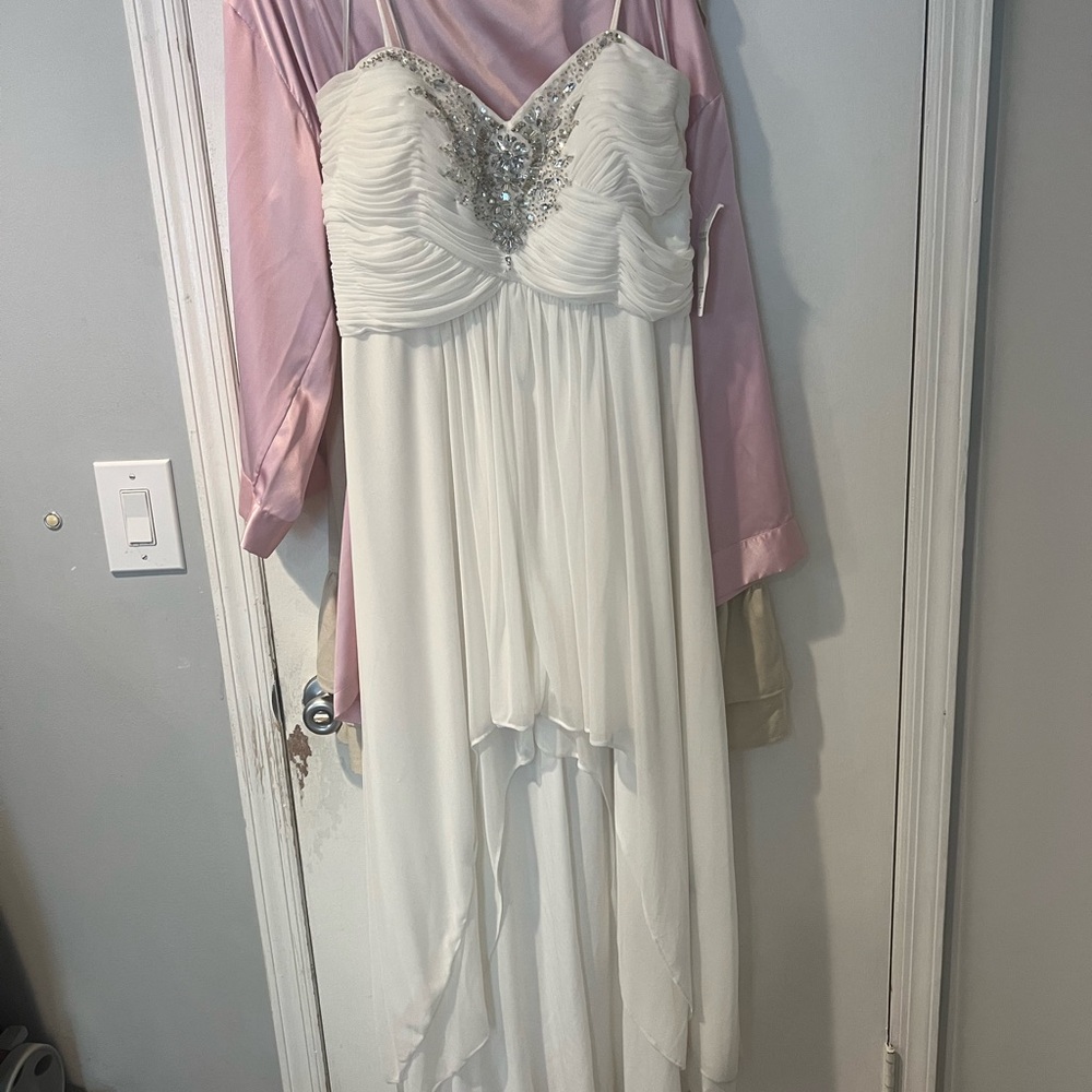 Xscape Ivory Dress with Metallic Accents